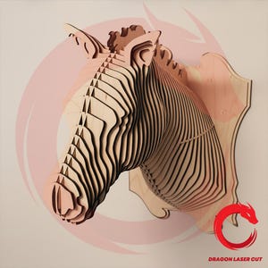 Plik wycinany laserowo, układanka z głową konia SVG, pliki DXF z drewnianymi zwierzętami, szablon wektorowy Eps cnc