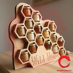 Laser cut Honeycomb SVG glowforge wood honey holder box files Vector template file Dxf Ai Eps Cdr cnc pattern