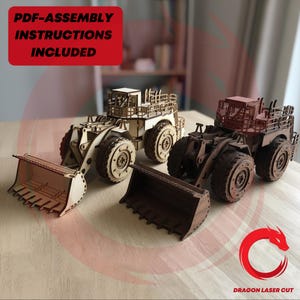 Laser geschnitten Bagger Lader Traktor Auto Spielzeug SVG Bundle Holz Fahrzeug-Dateien Vektor-Vorlage Puzzle-Datei Dxf Pdf Png Eps Cdr Muster cnc
