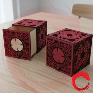 Laser cut Hellraiser Puzzle Box SVG bundle glowforge wood Hell cube files Vector template cut Dxf Pdf Eps Cdr cnc pattern image 2