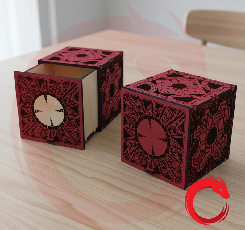 Laser cut Hellraiser Puzzle Box SVG bundle glowforge wood Hell cube files Vector template cut Dxf Pdf Eps Cdr cnc pattern image 2
