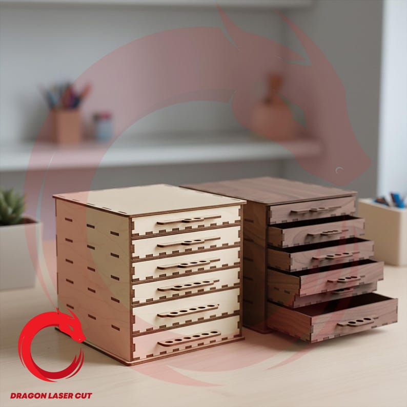 Laser Cut SVG Template Storage Organizer 3D Model Wood Box With ...
