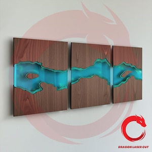 Laser cut river wall art wood and acrylic SVG glowforge wood files Vector template cutting file DXF Eps Cdr Pdf cnc pattern