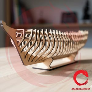Barco vikingo 3D cortado con láser Nuhun Gemisi, rompecabezas SVG, paquete de archivos SVG de madera Glowforge, archivo de plantilla láser vectorial, patrón CNC DXF, PDF, EPS, CDR