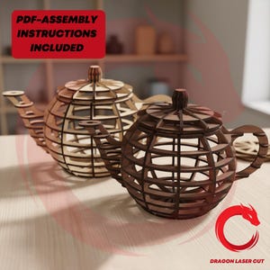 Laser cut mechanical Kettle 3D model SVG glowforge wood Kettle files Vector file template Dxf Pdf Eps Cdr cnc pattern