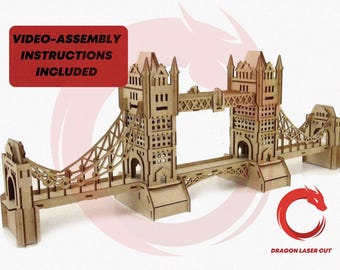 Laser cut file Tower Bridge wooden 3d model SVG bundle glowforge London building svg Vector template puzzle file Dxf Pdf Eps Cdr cnc pattern