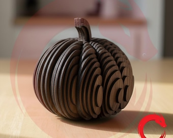 Laser cut wooden layered Pumpkin 3 mm puzzle 3d SVG glowforge DXF files Vector cutting template file Dxf Eps Pdf Cdr cnc