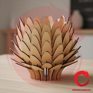 Lampada con otturatore tagliata al laser sulla scrivania da 3 e 4 mm SVG bundle file lampada in legno glowforge modello vettoriale puzzle Dxf Pdf Eps Cdr modello cnc