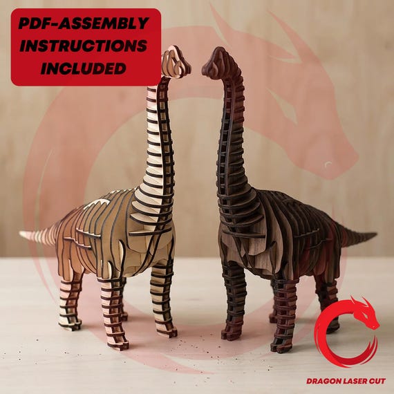 Laser cut files dinosaur dragon 3mm 3d puzzle SVG bundle glowforge wood Vector template DXF Pdf Eps cnc pattern