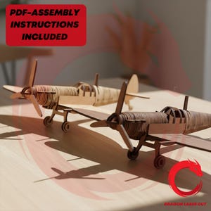 Laser cut plain Spitfire airship 3d toy SVG bundle wood airship files Vector template puzzle cutting file Dxf Eps Cdr patern cnc