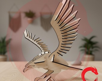Laser cut files bird 3d puzzle SVG bundle glowforge wood eagle file Vector template DXF Pdf Eps cnc dragon pattern