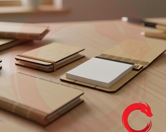 Portada de cuaderno plegable de madera cortada con láser SVG, cubiertas de madera Glowforge, plantilla láser vectorial, archivo de rompecabezas DXF Pdf Png Eps cnc