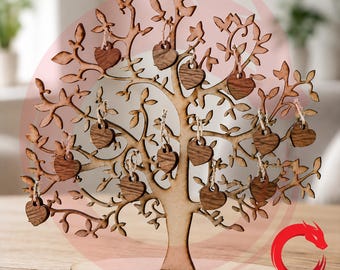 Laser cut Wish tree with Stand Base SVG glowforge Commemorative tree files Vector file Dxf Pdf Eps Cdr pattern cnc template