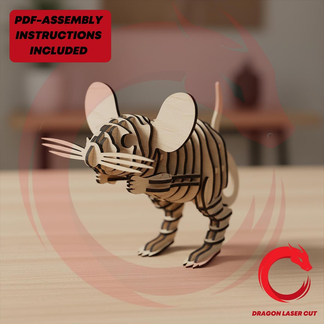 Laser Cut Mouse 3mm 3d Puzzle SVG Bundle Glowforge Wood Svg Files ...