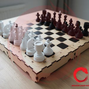 Laser cut round chess table game SVG bundle wood toy svg files Vector template puzzle cutting file Dxf Ai Eps Cdr patern cnc