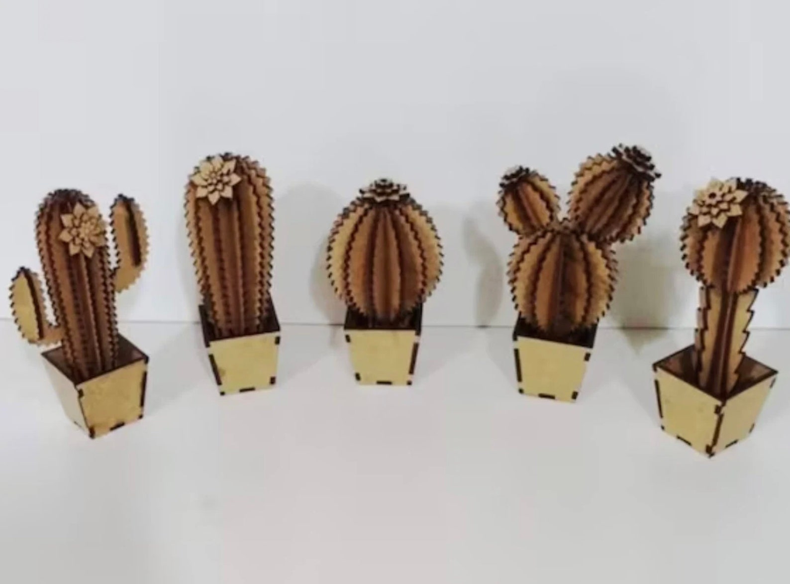 Laser Cut Cactus 3d SVG Bundle Glowforge Wood Cacti Svg Files Vector ...
