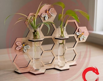 Laser cut Propagation Station Honeycomb Shaped SVG bundle glowforge wood vase files Vector laser template puzzle Dxf Pdf Eps Cdr cnc pattern