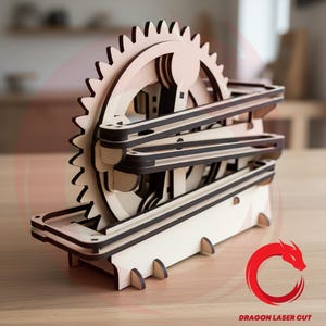 Plantilla SVG para circuito de canicas de 3 mm cortado con láser. Archivos para modelo mecánico de madera: circuito de bolas, rompecabezas vectorial, DXF, EPS, AI, PDF, CNC.