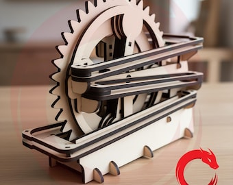 Laser cut Marble Run 3 mm SVG Template Mechanical Wooden assembly model toy ball run files Vector puzzle Dxf Eps Ai Pdf cnc