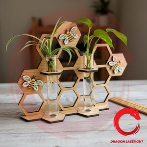 Laser cut Propagation Station Honeycomb Shaped SVG bundle glowforge wood vase files Vector laser template puzzle Dxf Pdf Eps Cdr cnc pattern