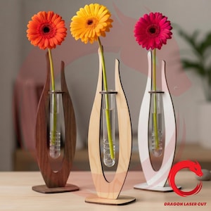 Laser cut Modern Flower Vase Flask Stand SVG bundle glowforge wood files Vector template puzzle Dxf Pdf Eps Cdr cnc pattern