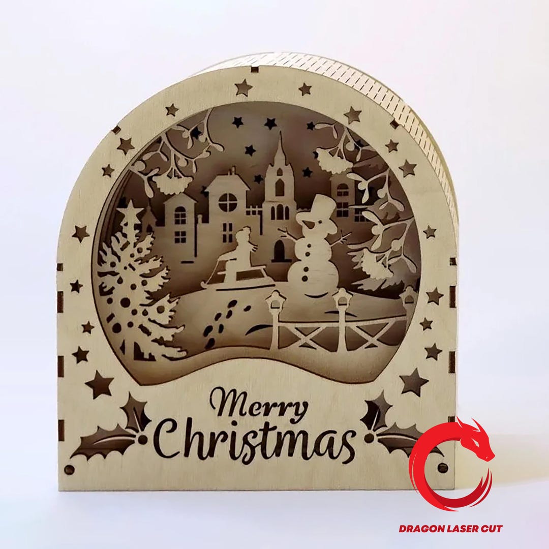Laser cut Christmas Light box 3 and 4 mm 3d puzzle SVG bundle