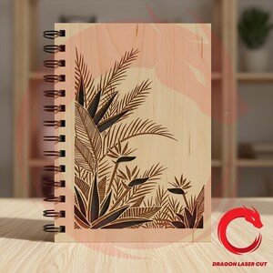 レーザーカットファイル、彫刻ノートカバー、SVG、GlowForge木製カバー、ベクターテンプレート、カッティングファイル、DXF、PDF、PNG、Eps、CNC