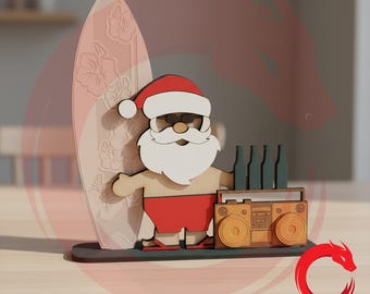 Laser cut Summer Santa Christmas Santaclaus Decorations 3d puzzle SVG glowforge wood DXF files Vector template Dxf Eps Pdf Cdr cnc