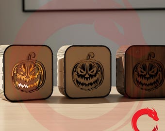 Laser cut Pumpkin Halloween Lamp SVG Template 3D molel glowforge wood home decoration files Vector file Dxf Pdf Eps Cdr Ai cnc pattern