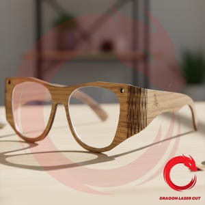 Laser cut SVG Template Wooden Glasses With Acrylic Lenses 3D model Wood glasses Vector files Dxf Eps Ai Pdf cnc
