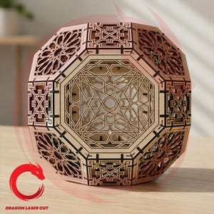 Laser cut Decorative table lamp 3D Puzzle Box SVG CO2 glowforge wood cube files Vector template Dxf Pdf Eps Cdr cnc pattern