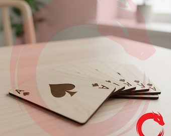 Laser cut Playing cards 3D model SVG glowforge wood cadrs CO2 files Vector cutting file template Dxf Pdf Eps Cdr cnc pattern