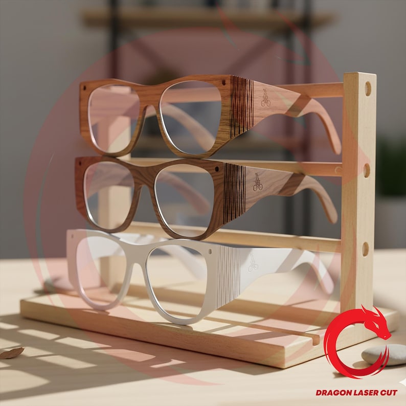 Laser cut SVG Template Wooden Glasses With Acrylic Lenses 3D model Wood glasses Vector files Dxf Eps Ai Pdf cnc image 2