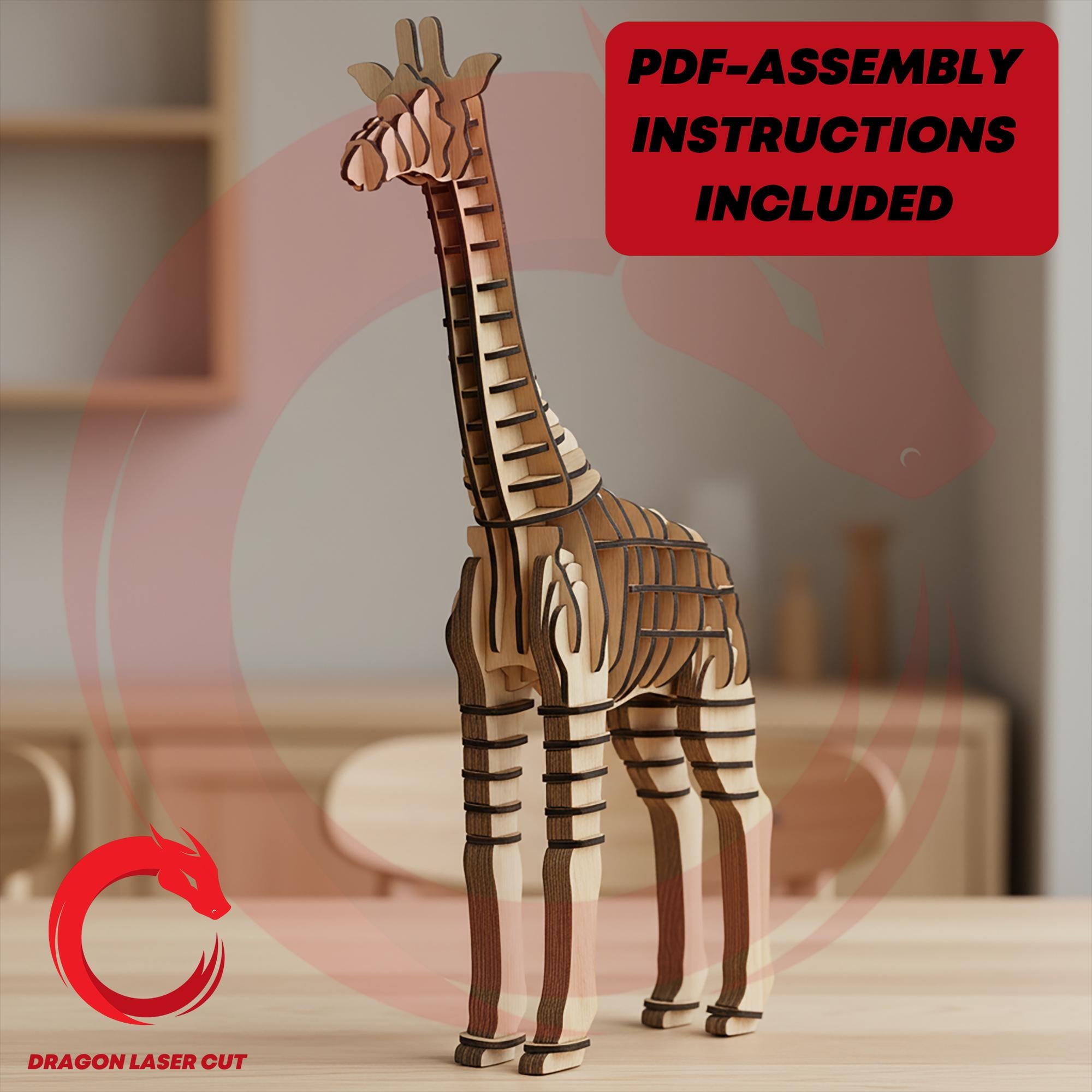 Laser Cut Giraffe Animal 3mm 3d Puzzle SVG Bundle Glowforge Wooden