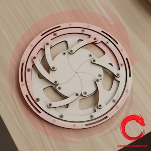 Laser cut file Svg Template Mechanical Wooden Iris puzzle 3 mm assembly movable model toy Vector puzzle Dxf Eps Pdf Png cnc
