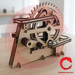 Lasergesneden bestand Svg-sjabloon mechanische houten knikkerbaan 3 mm montagemodel speelgoed bal rennen Vector puzzel dxf eps pdf png cnc