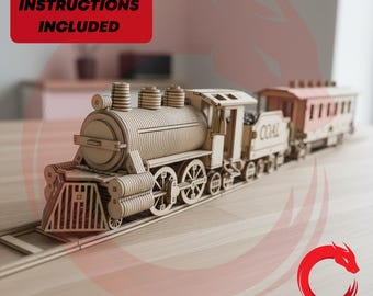 Laser cut train toy SVG wood vehicle car files Vector cutting template puzzle cnc file Dxf Ai Eps Cdr patern cnc