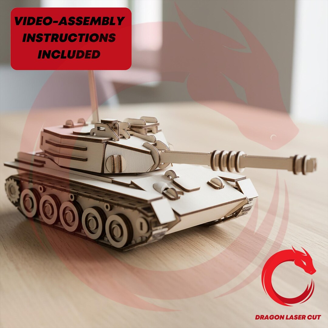 Laser Cut Tank 3d Puzzle Model SVG Files Vector Template File Dxf