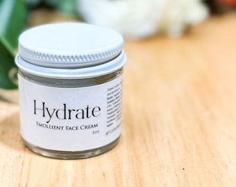 Hydrate Emollient Face Cream || Organic Hydration || Will Not Clog Pores || Beneficial For All Skin Types || Super Moisture