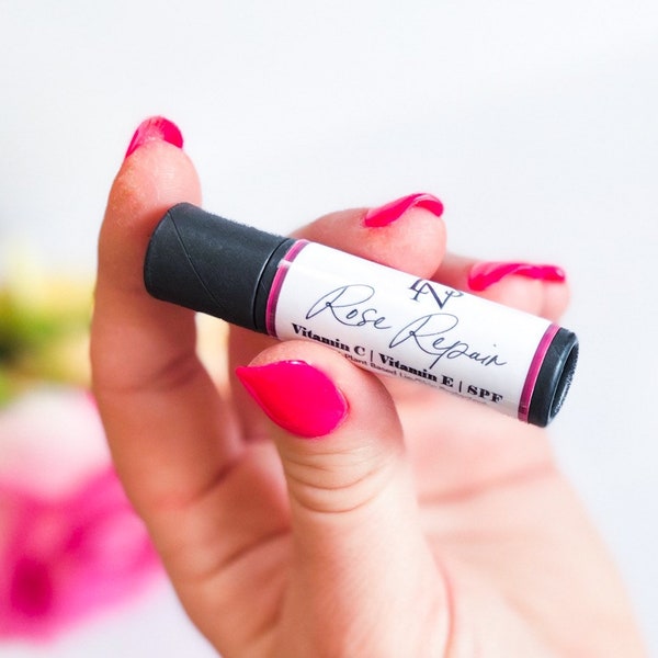 Organic Rose Oil Lip Repair || Rose De Mai Extract || Vitamin C Rich || Plant Based Lip Protectant || Lis Noir Skincare