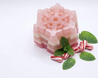 Pink Peppermint Snow Solid Wash || Glycerin Based Hot Process  Hand And Body Wash || Organic Ev Olive || Organic Argon
