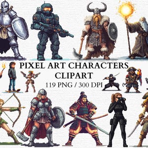 Pixel Art Character PNG Clipart Pack Fantasy Eroi Soldati Alieni Guerrieri Personaggi di Gioco di Ruolo Giochi d'Arte Digitale 96 Grafica di Alta Qualità