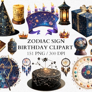 Bundle de cliparts signe du zodiaque Dessins sur le thème de l'astrologie Motifs étoilés Horoscope graphiques astrologie Clipart zodiaque imprimable astrologie impression