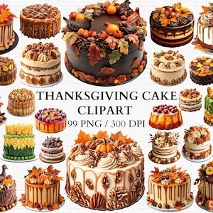 99 Set Herbst Kuchen Clipart Kürbis Gewürz Kuchen Thanksgiving Clipart Druckbare Aquarell Clipart hohe Qualität PNG, digitale Sofort Download