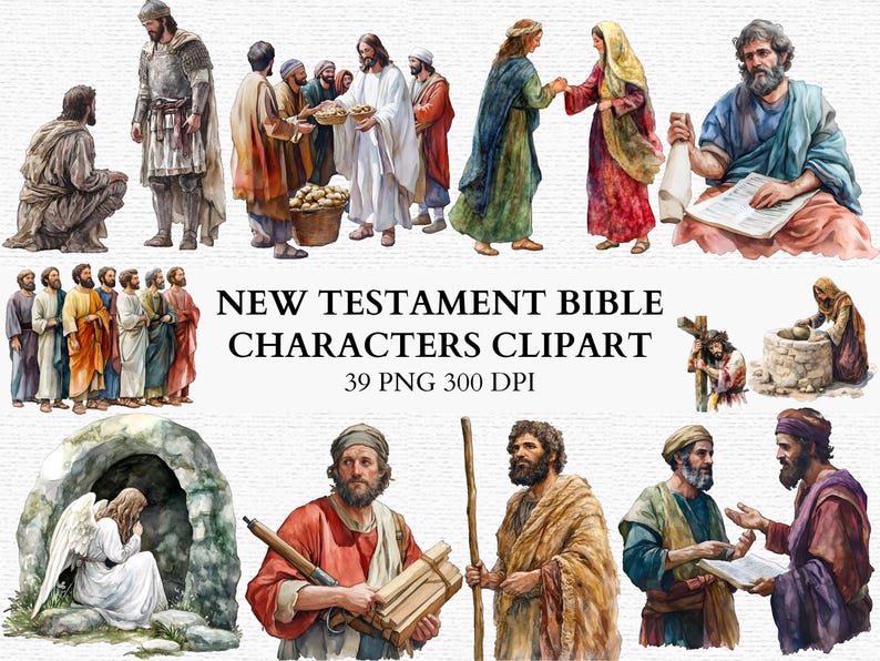 New Testament Bible Clipart Christian PNG Jesus Apostles Bible Story ...