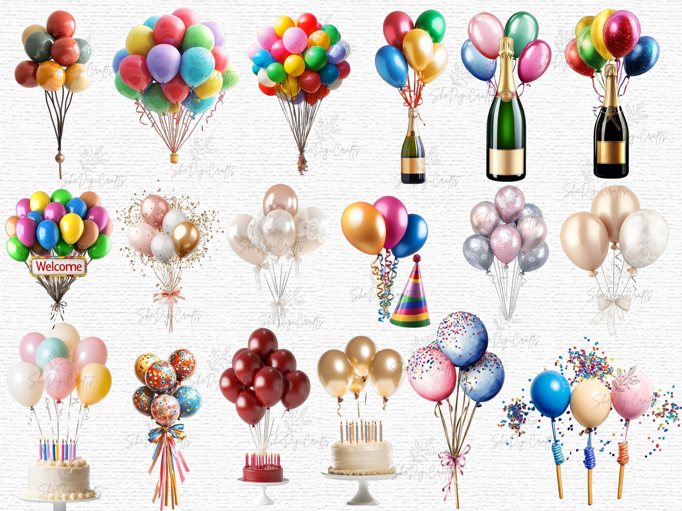 Balloon Clipart Bundle Party PNG Metallic Pastel Balloons Birthday ...