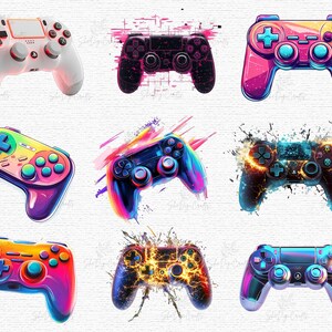 Colorful Game Controller PNG Clipart Set Gamer Artwork Digital Design ...