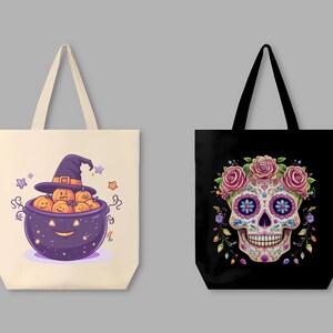 Halloween art set with a cute witch girl in purple hat, pastel wolf with jack-o-lantern, and chibi vampire holding a pumpkin under a full moon.