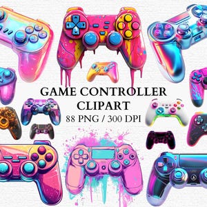 Buntes Game Controller PNG Clipart Set Gamer Kunstwerk Digital Design Video Game Decor Kreatives Digitales Papier Handwerk Gaming Clipart Gamer