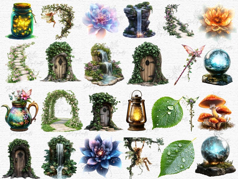 Fairy Tale Clipart Set PNG Fantasy Garden Magical Creatures Fairy ...